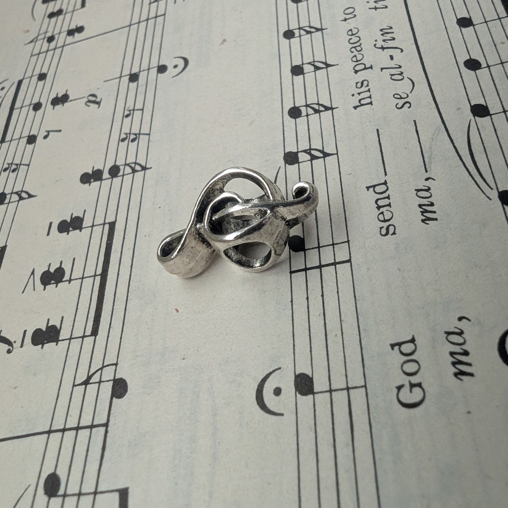 Silver Treble Clef Charm - Picture 6 of 7